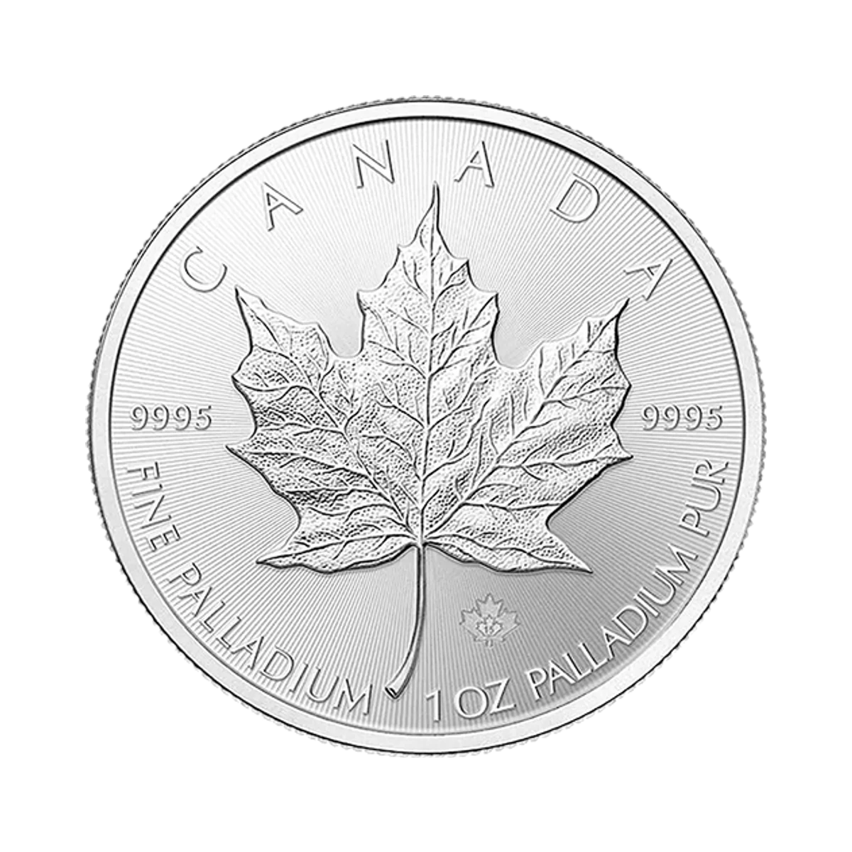 One troy ounce Palladium Canadian Maple Leaf coin