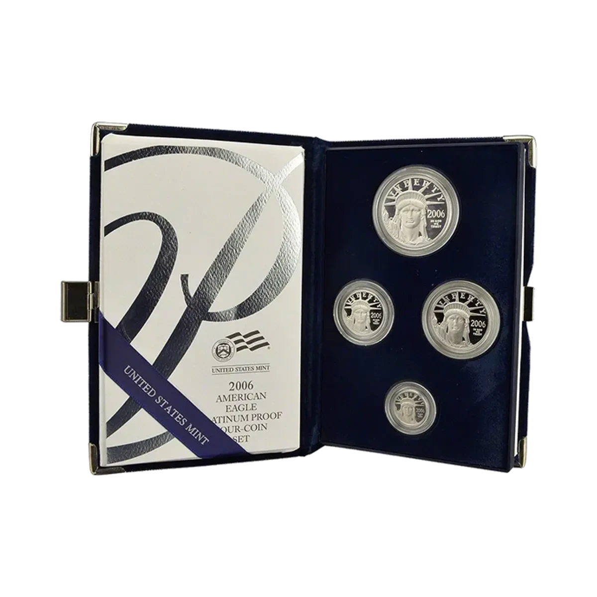 Four-coin Proof Platinum American Eagle set totalling 1.85 troy ounces, with presentation box and certificate