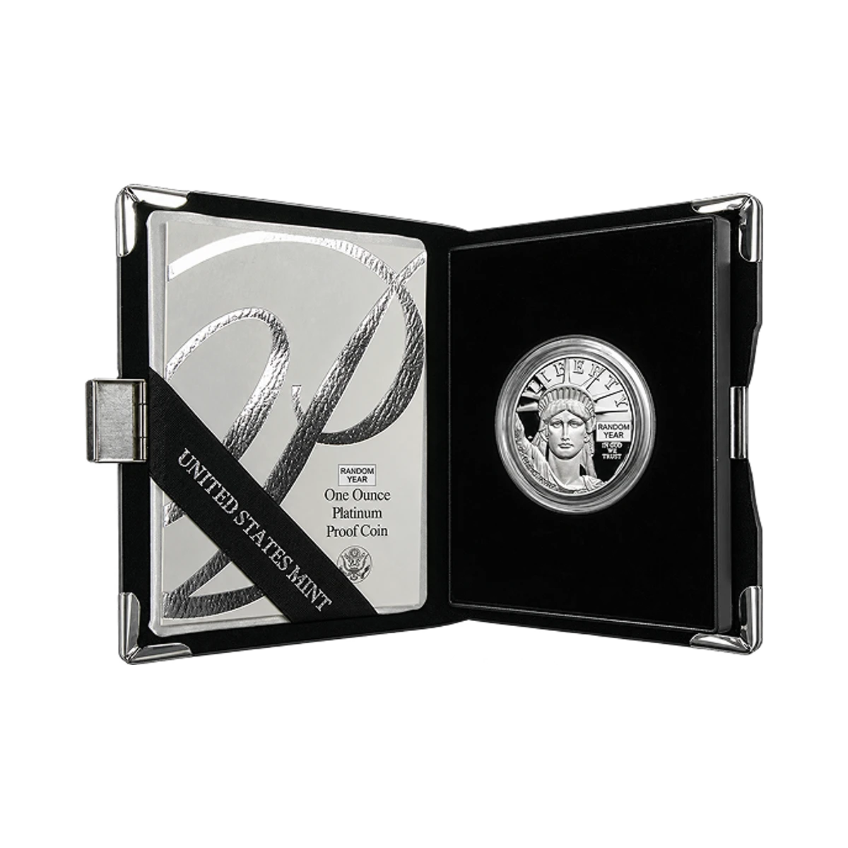 One troy ounce Proof Platinum American Eagle coin with its presentation box and certificate