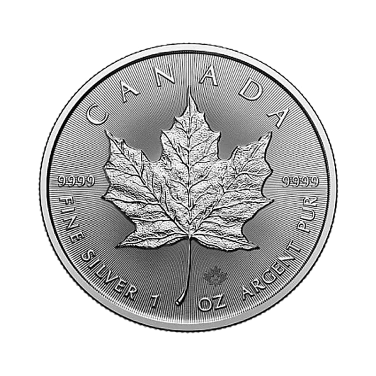 One troy ounce Silver Canadian Maple Leaf coin